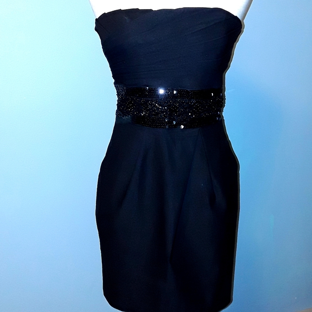 Strapless dress with sequined detail